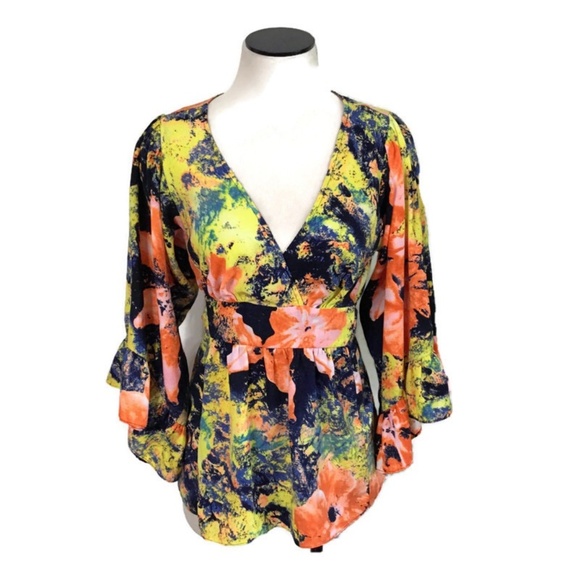 Betsy Johnson Multi Color Floral Blouse✨Size S - Picture 7 of 7